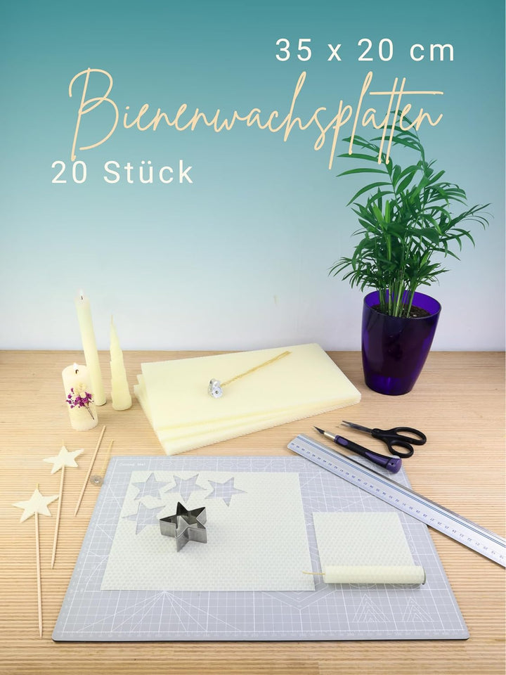 Wachsmann 15 XL Bienenwachsplatten 35 x 20 cm, reines Bienenwachs aus Deutschland, weiss, Wachsplatt