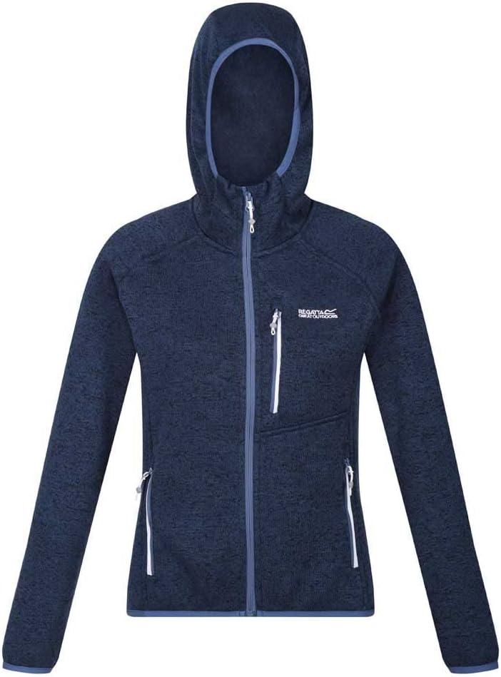 Regatta Damen Newhill Strickfkleecejacke mit Kapuze RWA597 40 dunkelblau