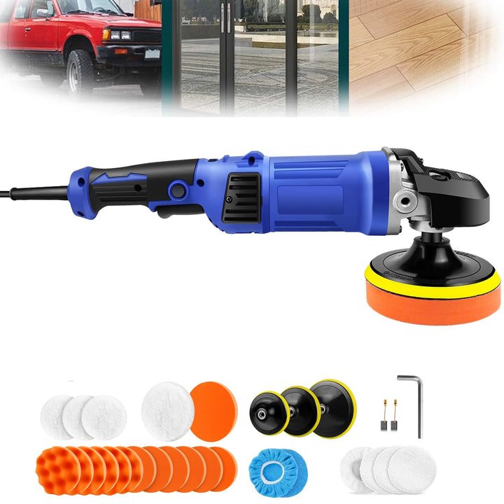 1400W Auto Poliermaschine, 6 Variable Geschwindigkeit, mit 127mm/152mm/178mm Polierschwamm, zum Poli