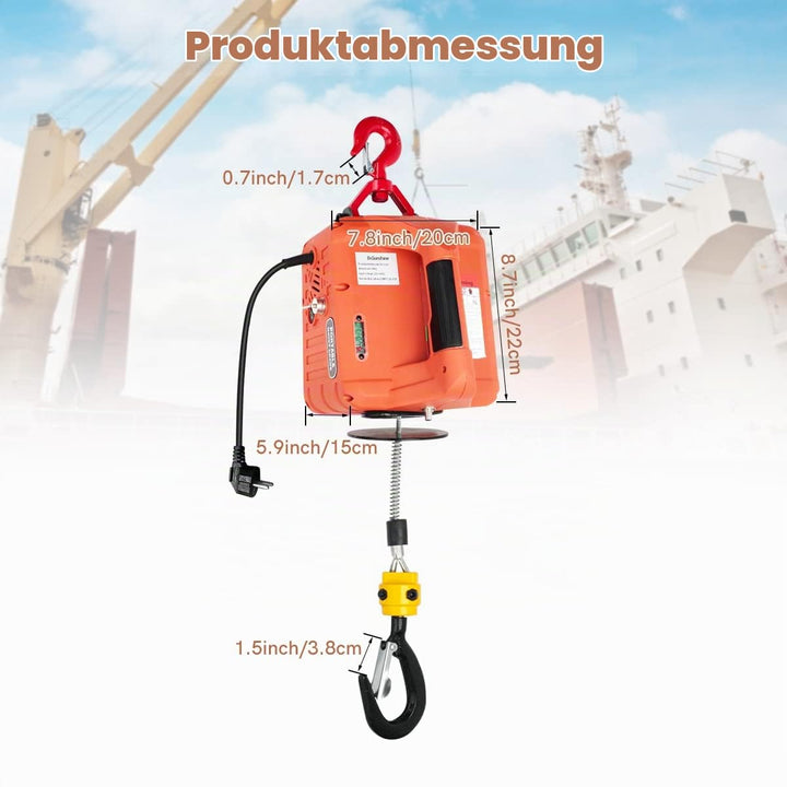 BriSunshine 3 in 1 Elektrische Seilwinde 500KG,1500W Elektrischer Seilzug Tragbarer Winden Hebezeuge