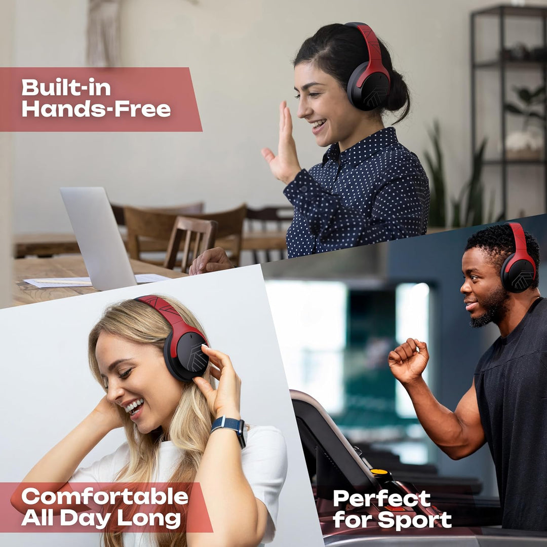 PowerLocus Bluetooth Kopfhörer Over Ear, 60 Std Spielzeit, Kopfhörer Kabellos mit 4 EQ-Modi, Hi-Fi S