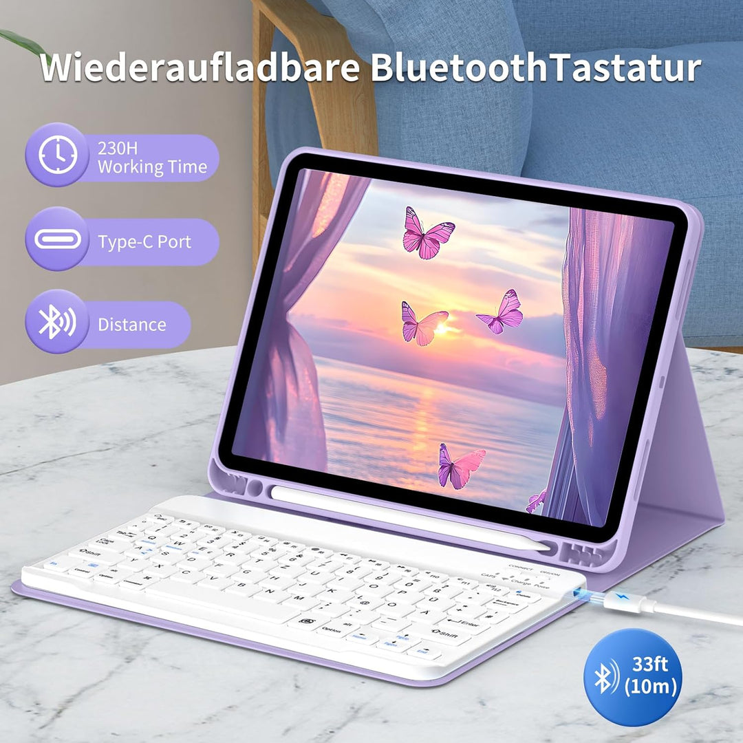 Hülle mit Tastatur für iPad A16 11.Generation 11 Zoll 2025, iPad 10. Generation 2022 10,9 Zoll, Blue