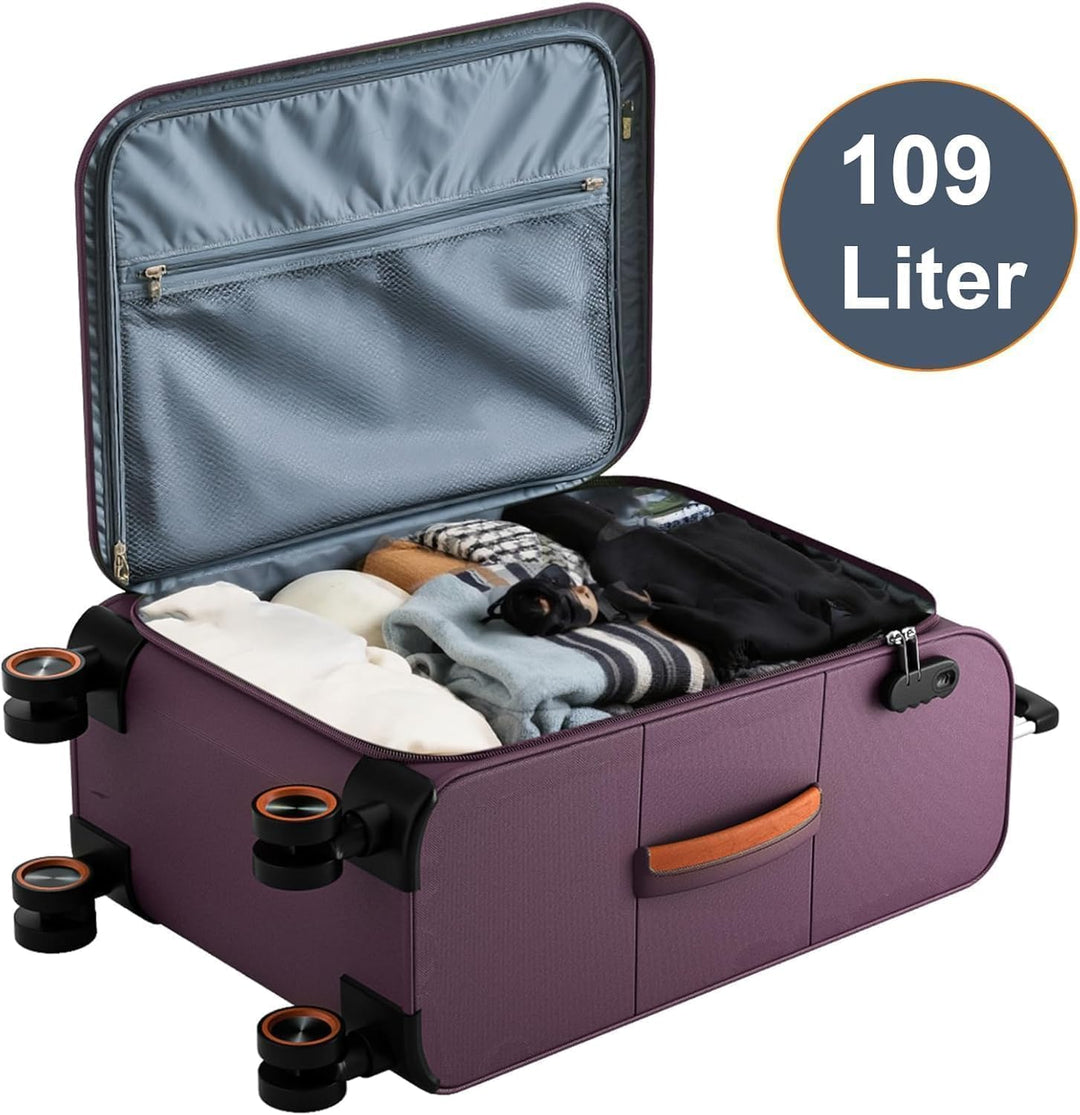 Stoff Kofferset 2 Teilig - Handgepäck und gross Weichschalenkoffer | Leicht Koffer Trolley | Reiseko