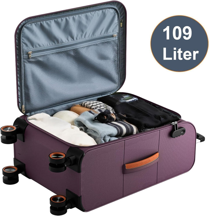 Stoff Kofferset 2 Teilig - Handgepäck und gross Weichschalenkoffer | Leicht Koffer Trolley | Reiseko