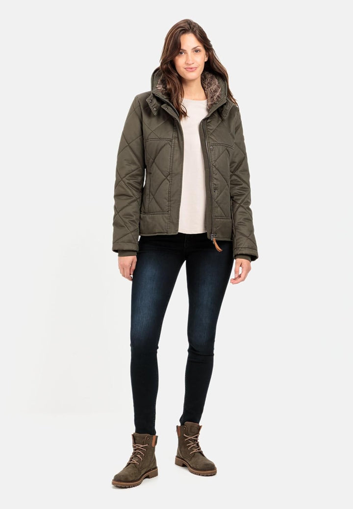 camel active Damen Blouson mit Stehkragen im Vintage Look 36 Khaki, 36 Khaki
