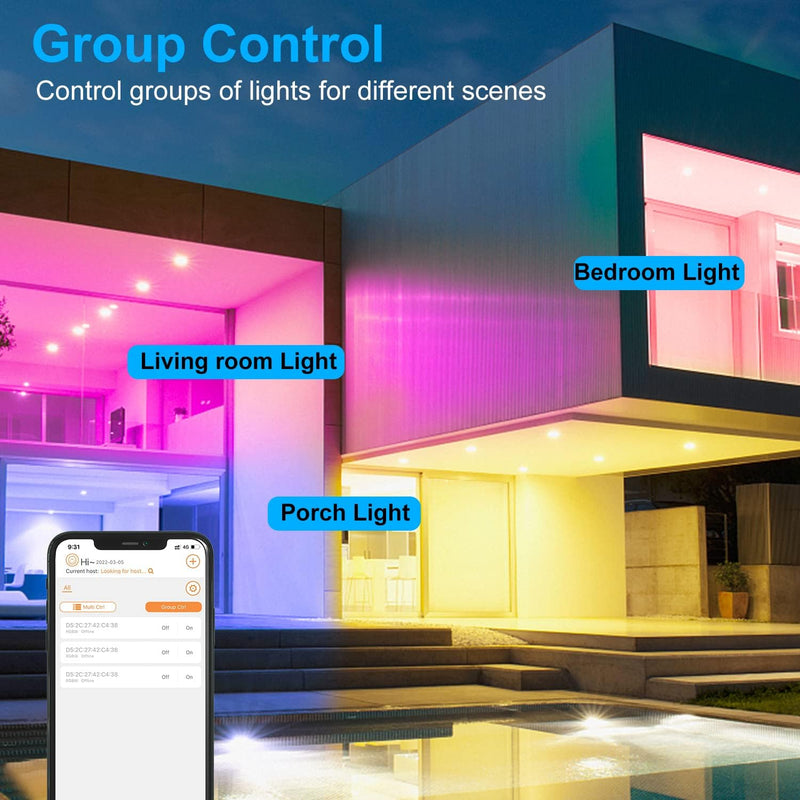 ChangM LED Einbaustrahler RGB Einbauleuchten 12W 4Zoll Warmweiss Leuchtmittel Bluetooth APP-Steuerun