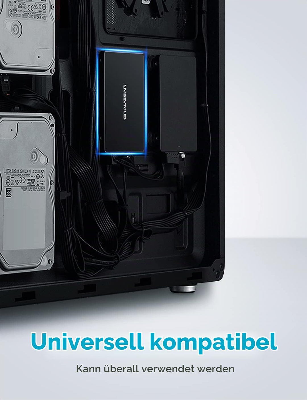 GRAUGEAR Aluminium M.2-SATA SSD Konverter, für B-Key M.2 NGFF zu 2,5” SATA, 2,5“ Bauform, 7 mm Einba