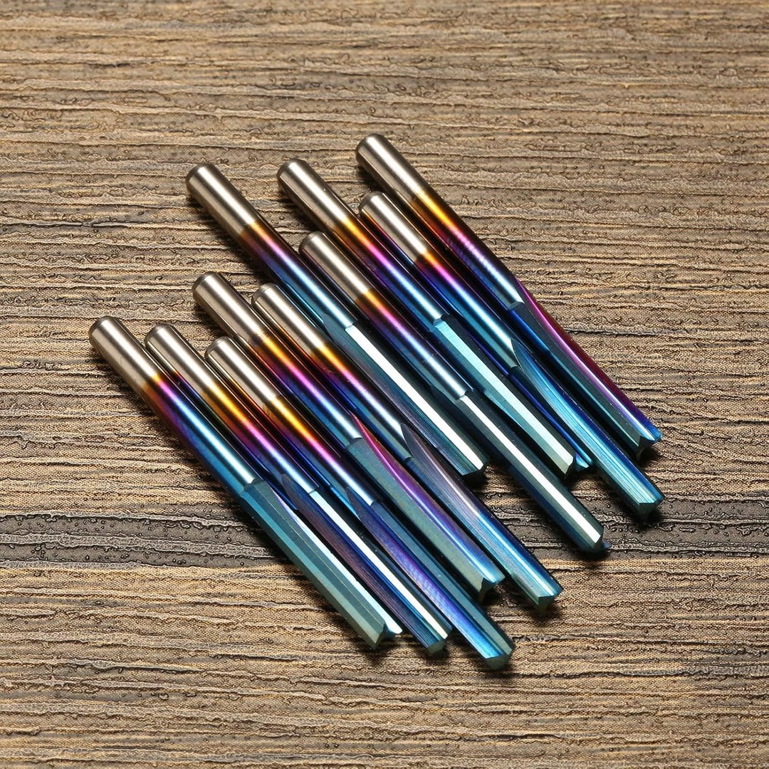 Genmitsu CNC-Fräser, 1/8 Zoll Schaft, gerader Fräser, Nano Blaubeschichtung, 2 schneidiger Schaftfrä