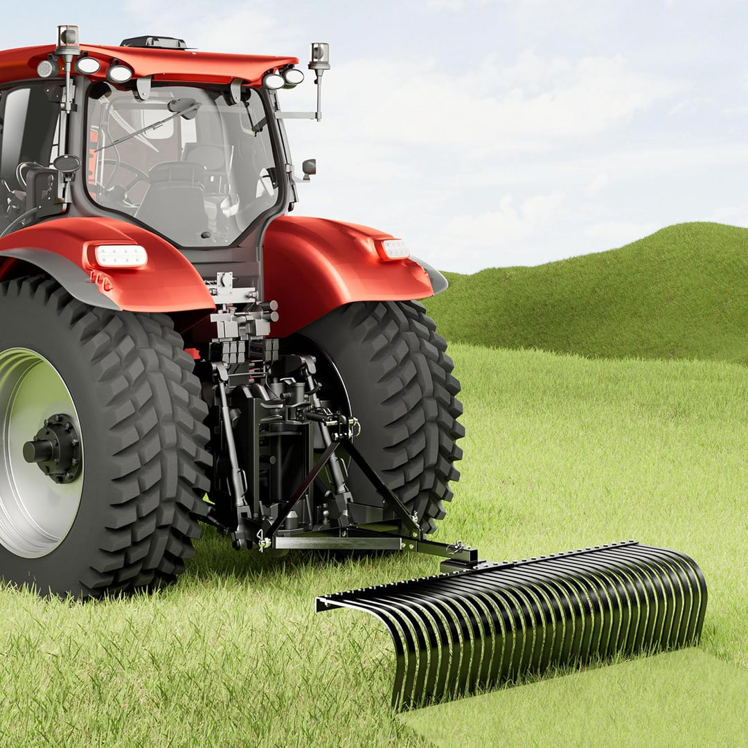 Wiltec Rasentraktor Heuharke mit 152 cm Arbeitsbreite, Heurechen mit 32 Harkenzinken, Rechen mit 3-P