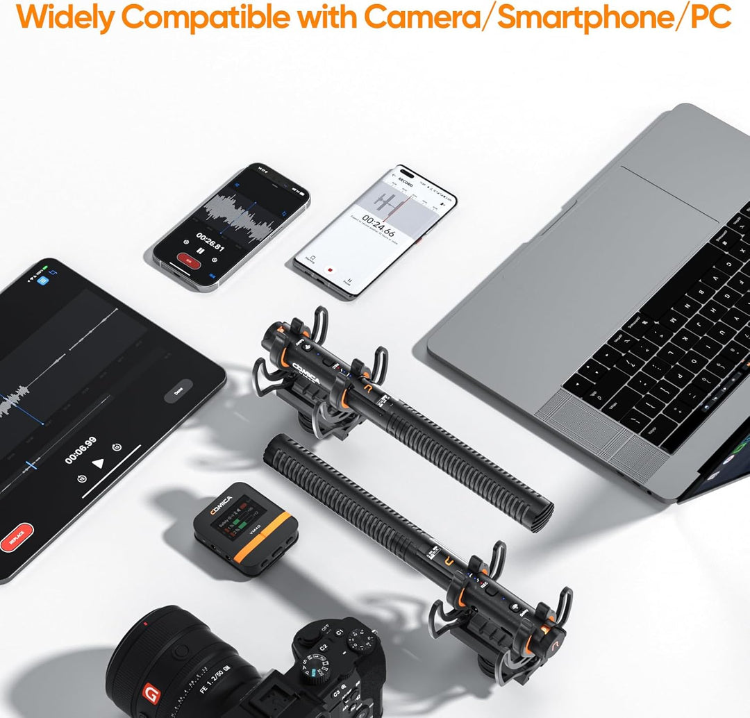Comica VM40 Wireless Shotgun Mikrofon Sender, 32GB Speicher, 32-Bit-Float-Aufnahme, 200M Reichweite,