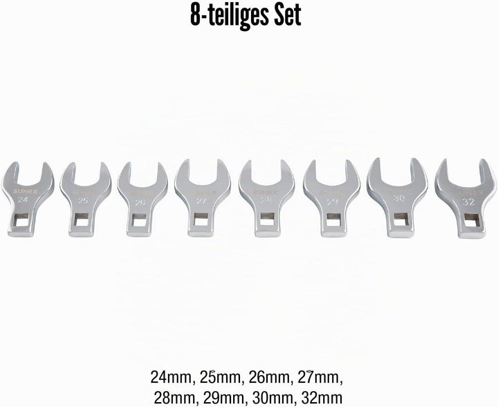 Sunex 9730A Dr.Jumbo Krähenfussschlüssel-Set, metrisch, 1,27 cm, 8-teilig Metrisch: 24 - 32 mm., Met