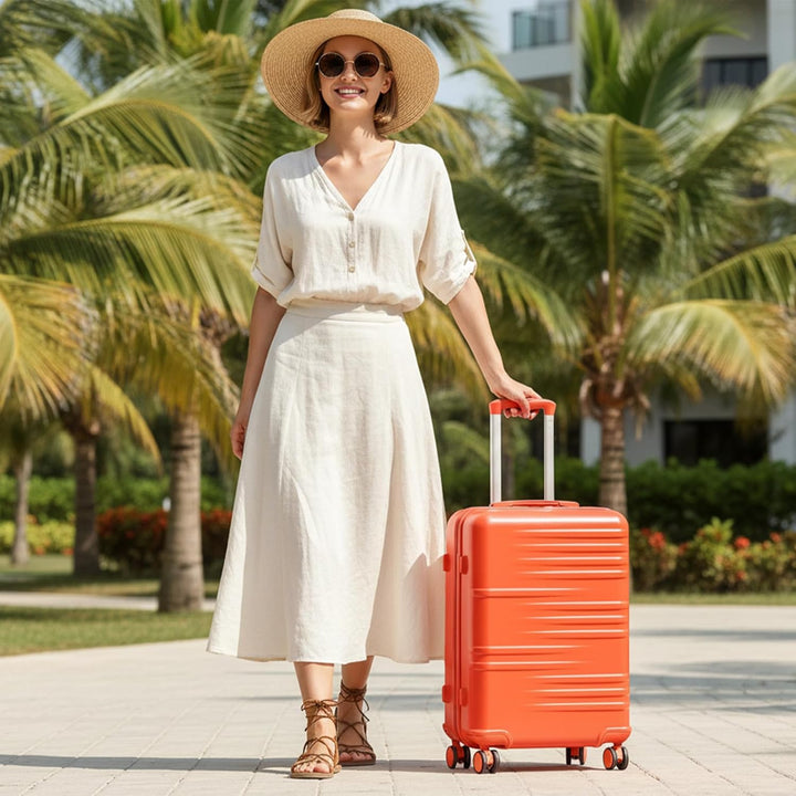British Traveller Reisekoffer Set Handgepäck Koffer Hartschalenkoffer ABS+PC mit 8 Spinnerräder Roll