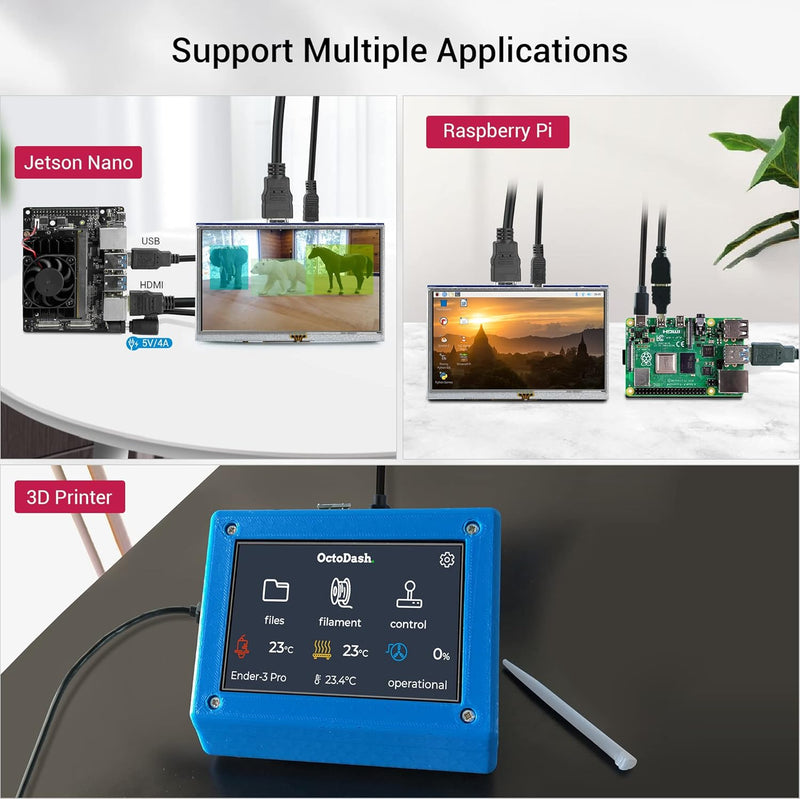 ELECROW Für Raspberry Pi Display, 5-Zoll Touchscreen Monitor Auflösung 800x480 TFT LCD Mini Monitor