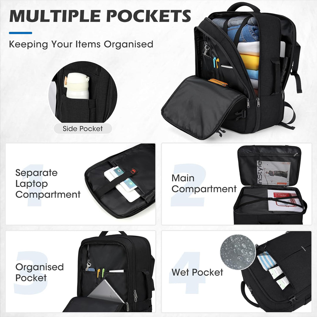 Lubardy Reiserucksack Herren Damen Handgepäck Rucksack Flugzeug Gross Laptop Rucksack 17 Zoll Wasser