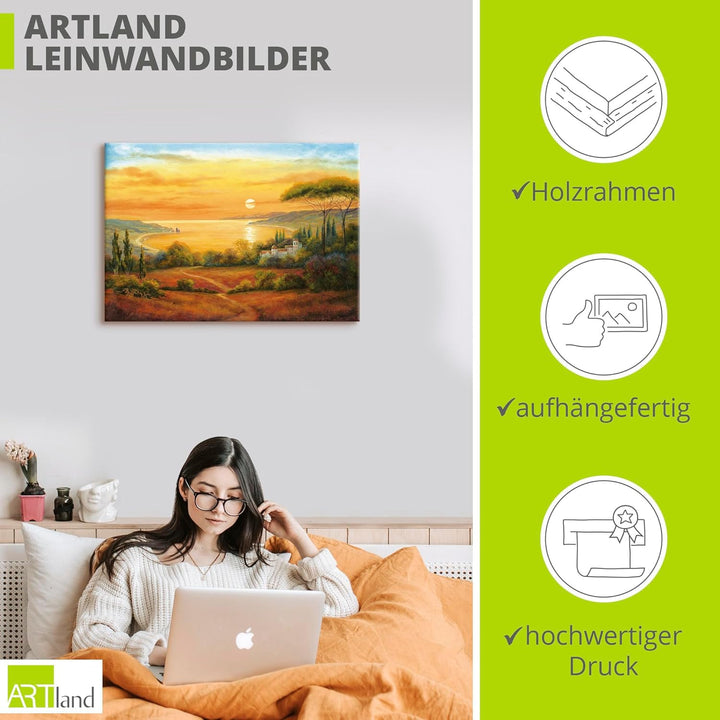 ARTland Leinwandbilder Wandbild Bild auf Leinwand 100 x 70 cm Landschaften Europa Italien Malerei Oc