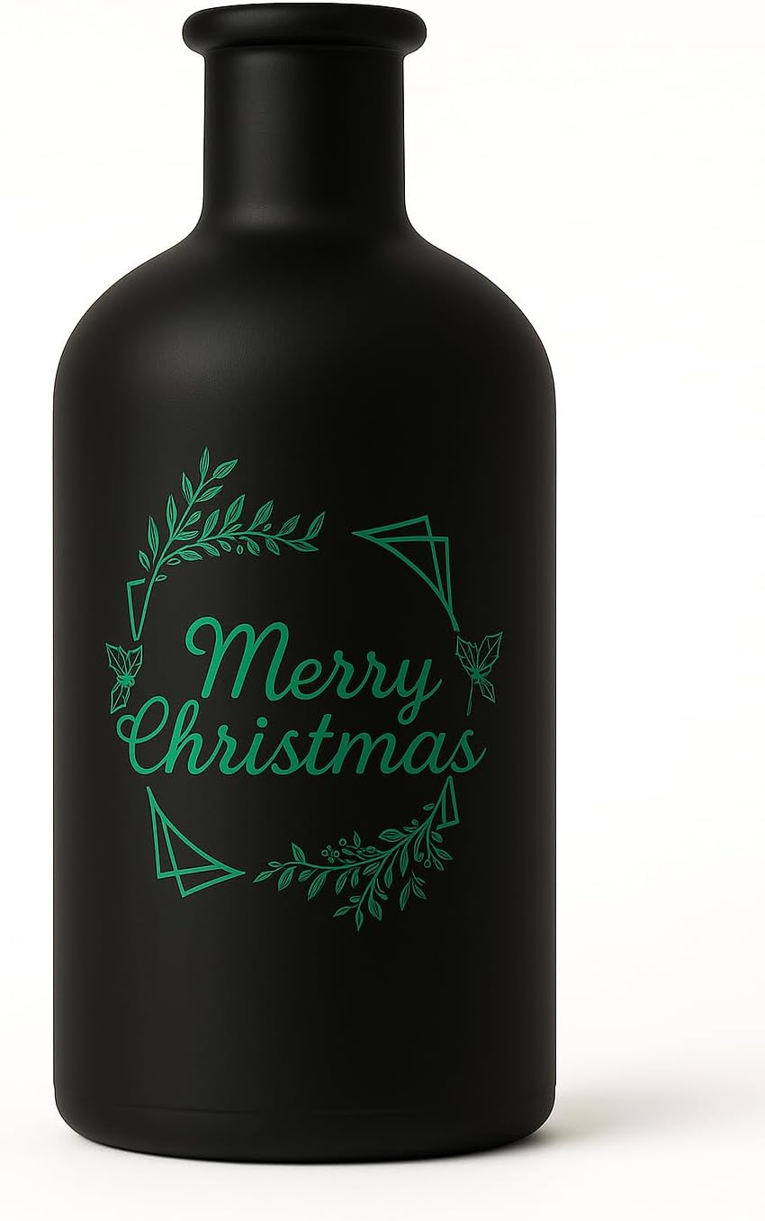 gouveo 6er Set Glasflaschen 250 ml (0,25 l) Weihnachtsflasche 250 ml Korkverschluss mit Holzgriff, s
