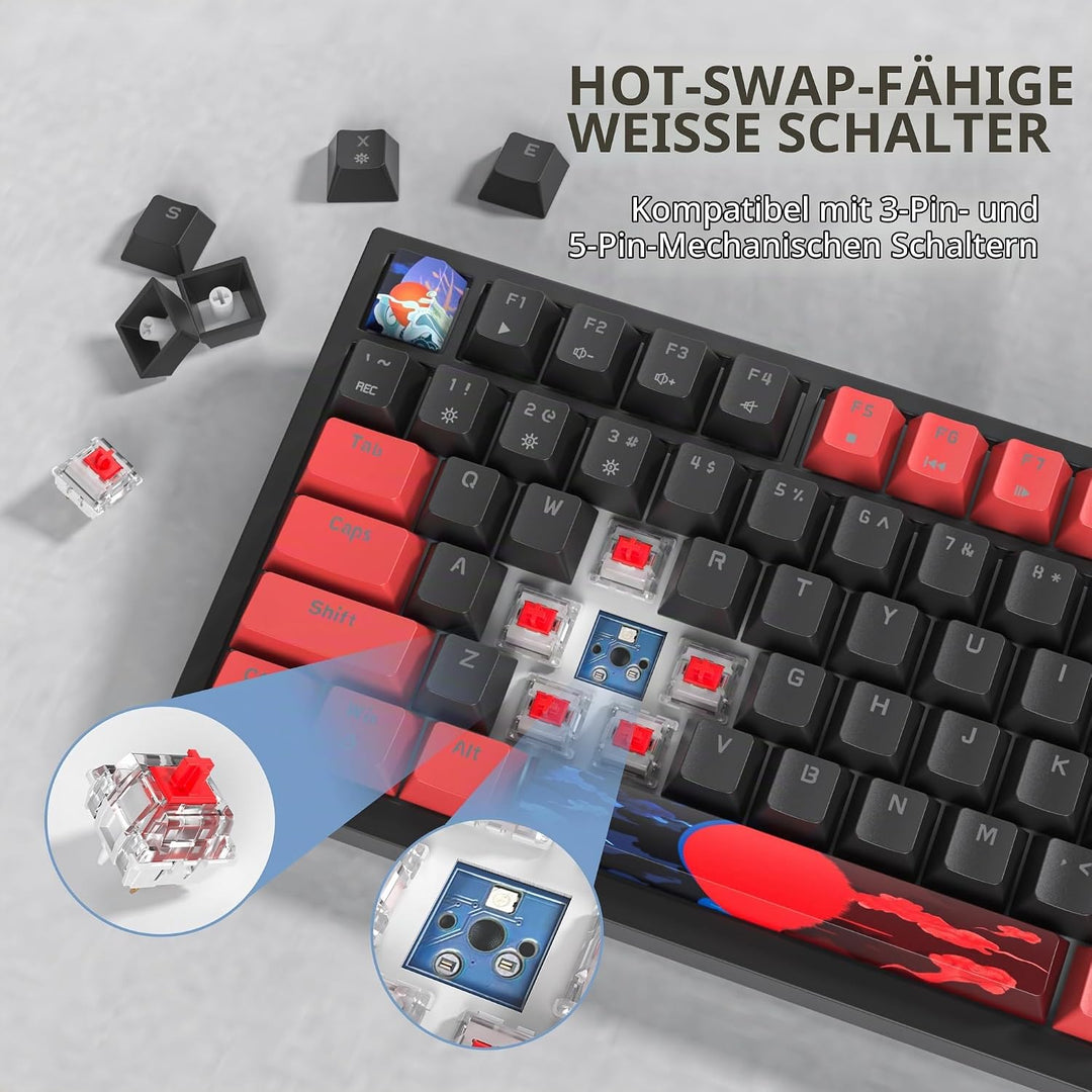 SOLIDEE Verkabelte 75% Mechanische Gaming-Tastatur,hot-swap-fähige Mechanische Tastatur mit Gasket S