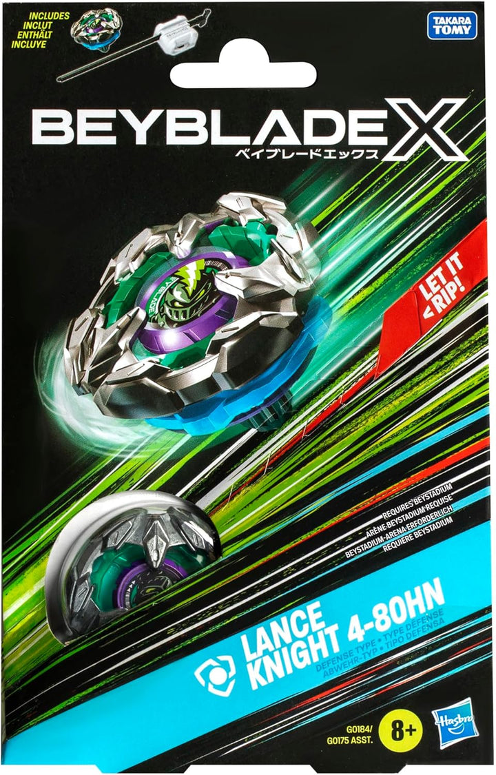 Beyblade X Lance Knight 4-80HN Starter Pack Kreisel und Starter, Abwehr-Typ mit X-Celerator, mit 2 K