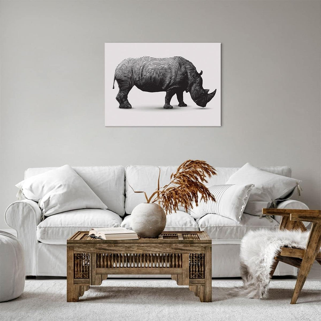 Bilder auf Leinwand Nashorn Tier Afrika Safari Leinwandbild 70x50cm Wandbilder Dekoration Wohnzimmer