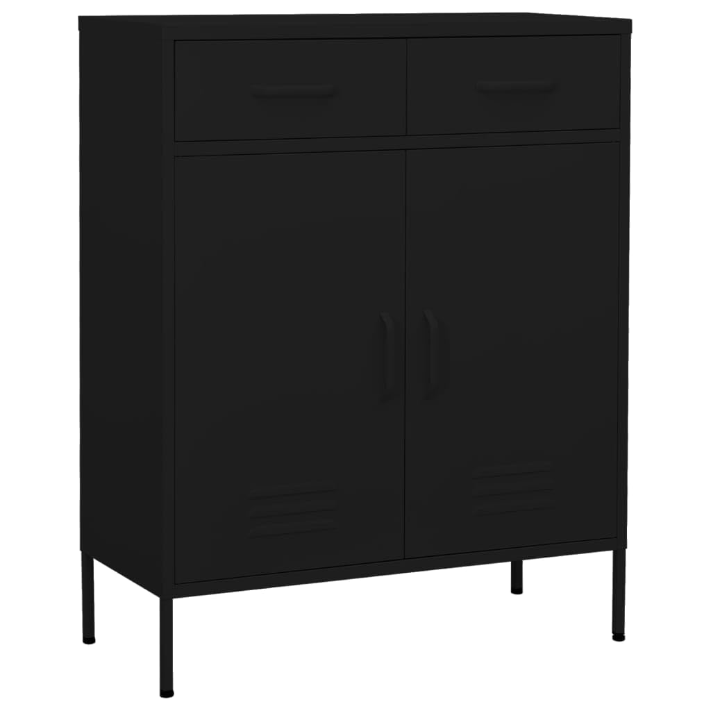 Aufbewahrungsschrank aus Metall mit 2 Schubladen, Aktenschrank mit 2 Türen und Regalen, 80x35x102cm