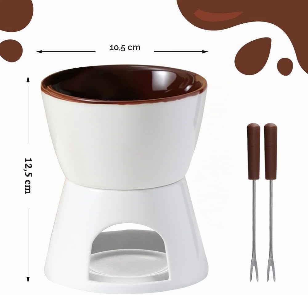 Schokofondue, Schoko Fondue, Keramik Butter Schokoladen Fonduetopf, Home Teelicht Kerzen Fondue Set