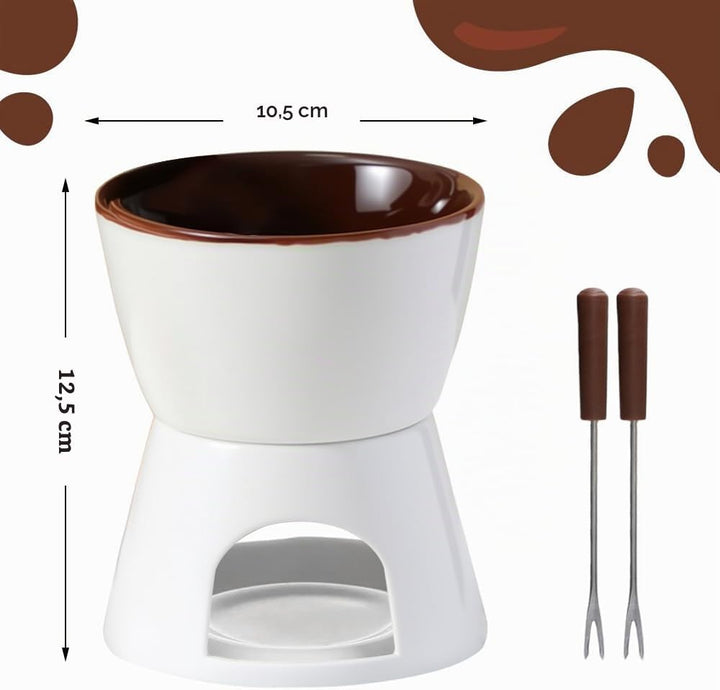 Schokofondue, Schoko Fondue, Keramik Butter Schokoladen Fonduetopf, Home Teelicht Kerzen Fondue Set