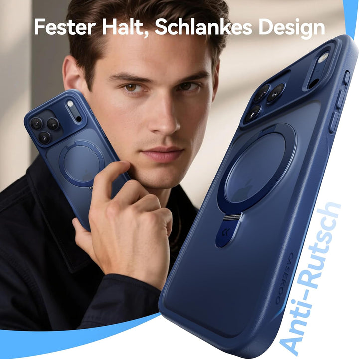 CASEKOO für iPhone 17 Pro Hülle für MagSafe [mit Ständer] [Kameraschutz & Militärschutz] Stossfeste