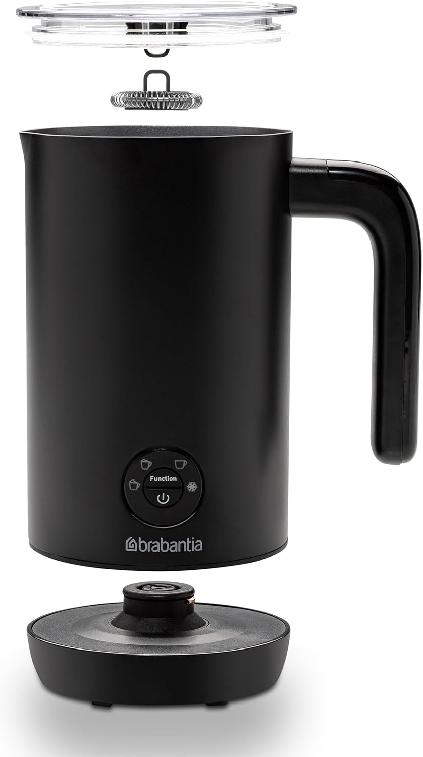Brabantia Milchaufschäumer Elektrisch 4-in-1, Automatische Milchschäumer, für Heisser und Kalter Mil