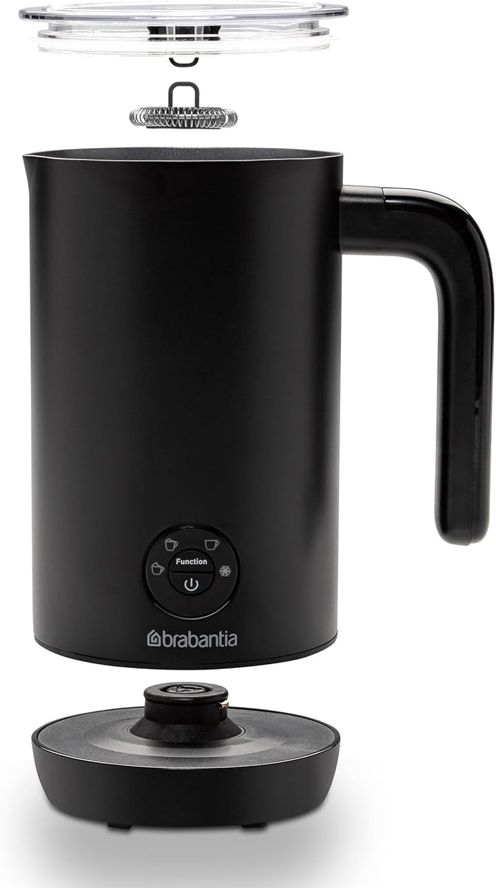 Brabantia Milchaufschäumer Elektrisch 4-in-1, Automatische Milchschäumer, für Heisser und Kalter Mil