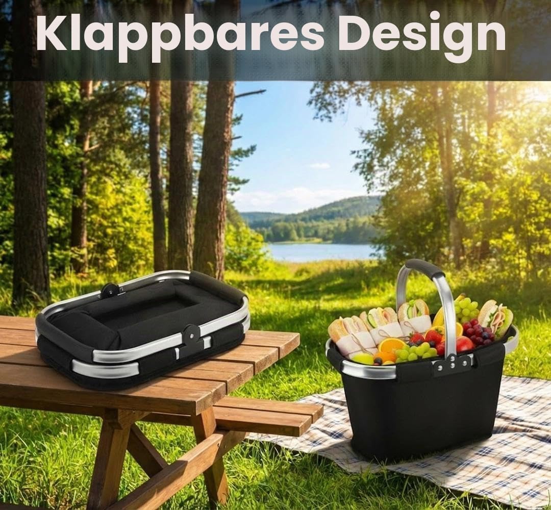 21L Faltbar Einkaufskorb,Picknickkorb,Tragekorb mit gepolstertem Griff,ideal für Einkaufen,Picknick