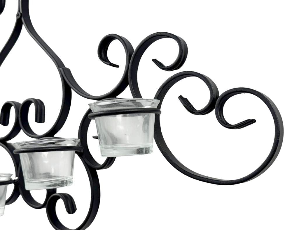 DanDiBo Wandteelichthalter Metall Schwarz Palace Wandkerzenhalter 63 cm Teelichthalter Wand Kerzenha