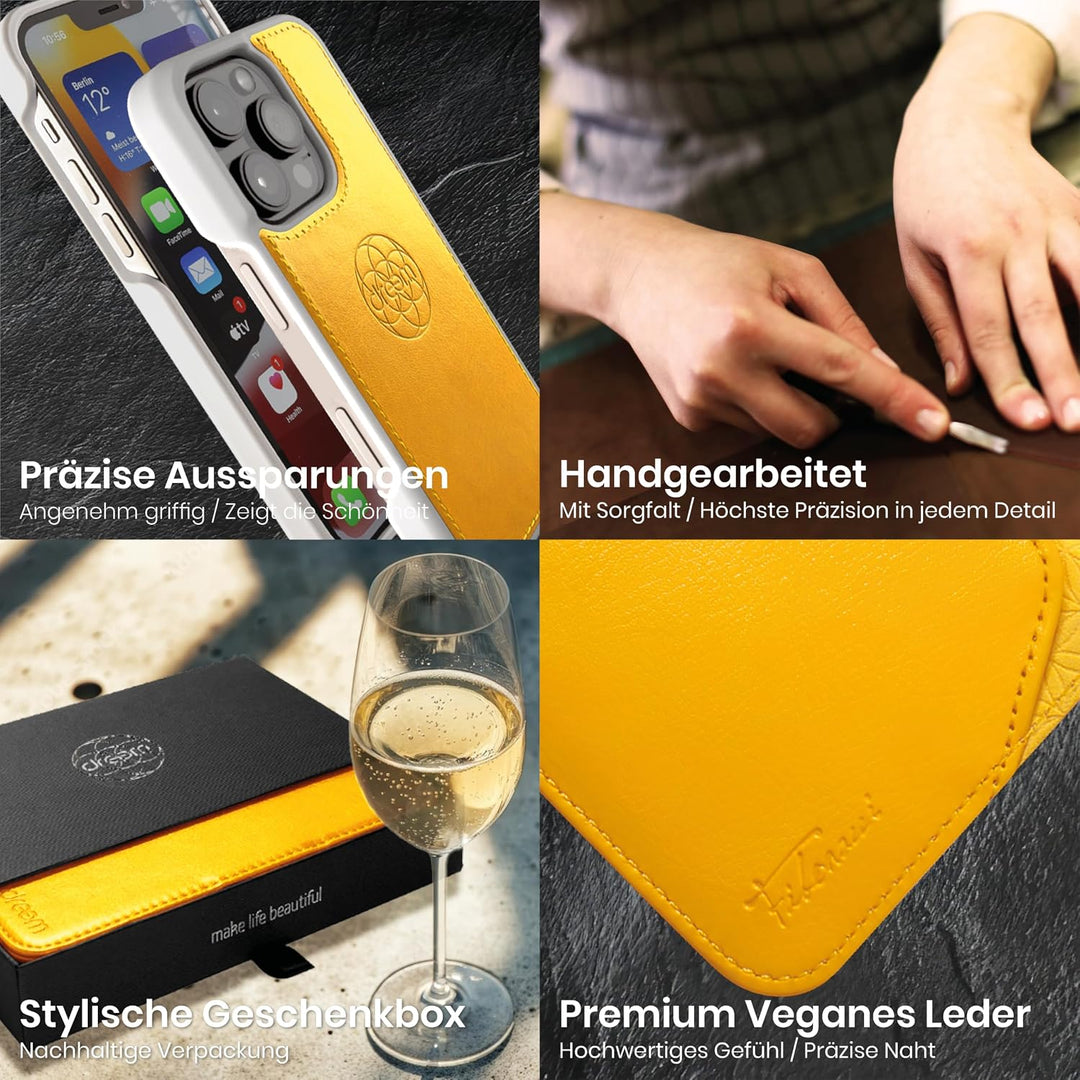 Dreem Fibonacci kompatibel mit iPhone 15 Pro Max Brieftaschen-Etui / 2-in-1 stossfestes Etui und abn