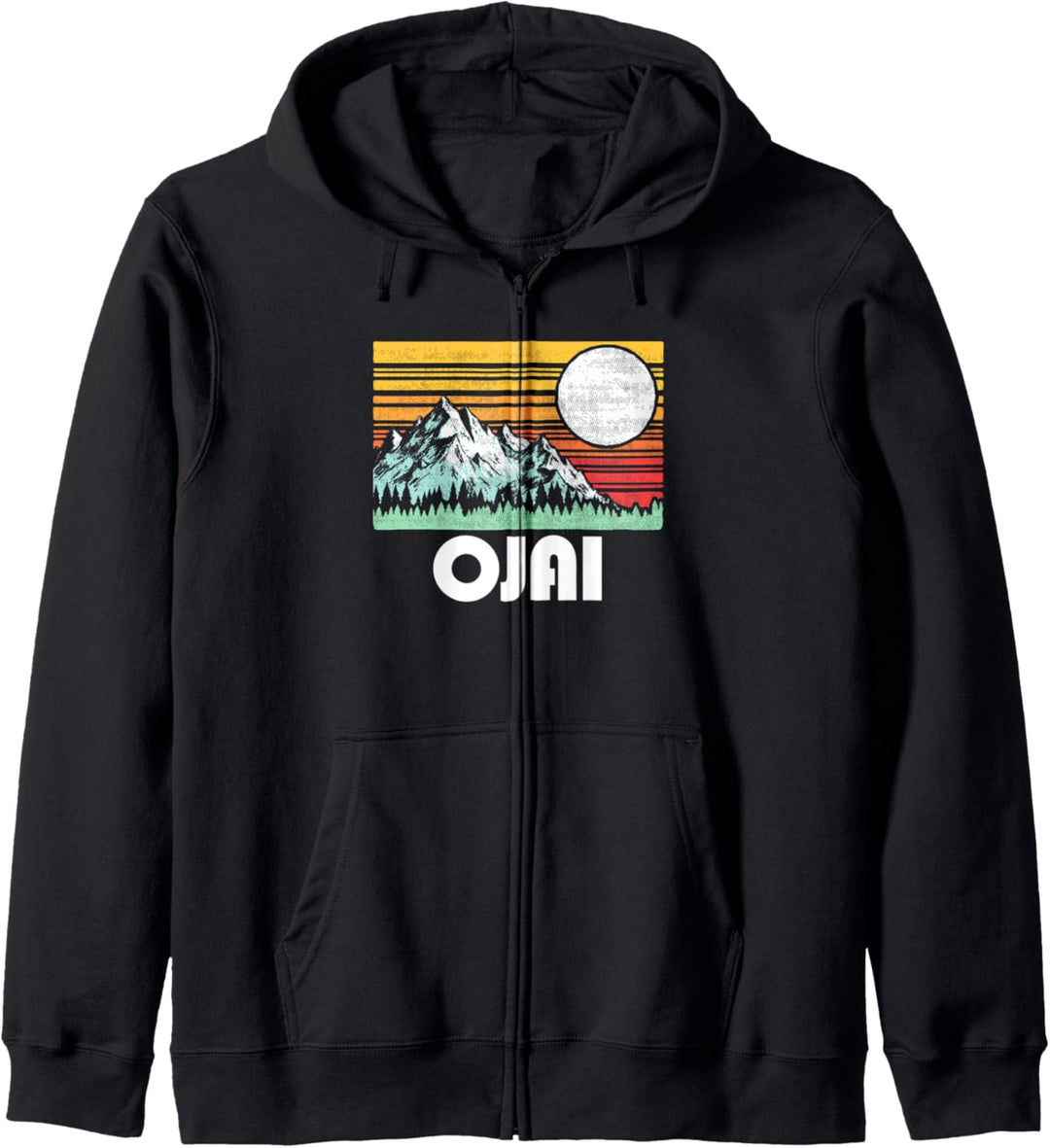 Ojai California Mountains & Sun Retro 80s Graphic Kapuzenjacke