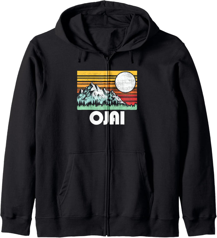 Ojai California Mountains & Sun Retro 80s Graphic Kapuzenjacke