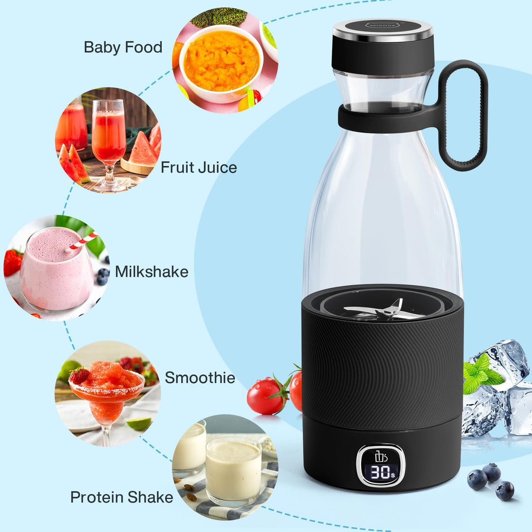 MIAOKE Tragbarer Mixer, 6 Klingen, Entsafterbecher für Saft-Shakes und Smoothies, 350 ml, Mini-Mixer