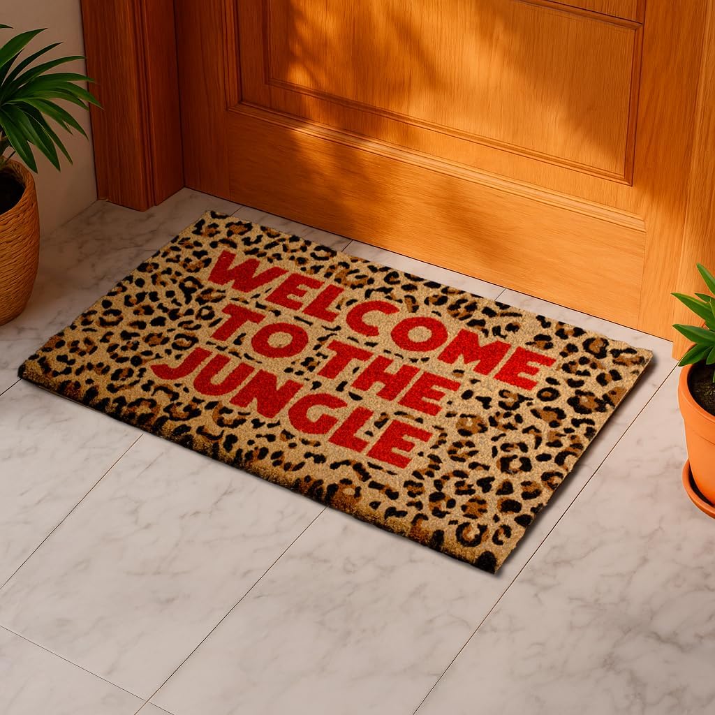 Fisura – Fussmatte “The Jungle” aus Kokosnuss mit Rutschfester PVC-Basis. Handbemalte Innenmatte in