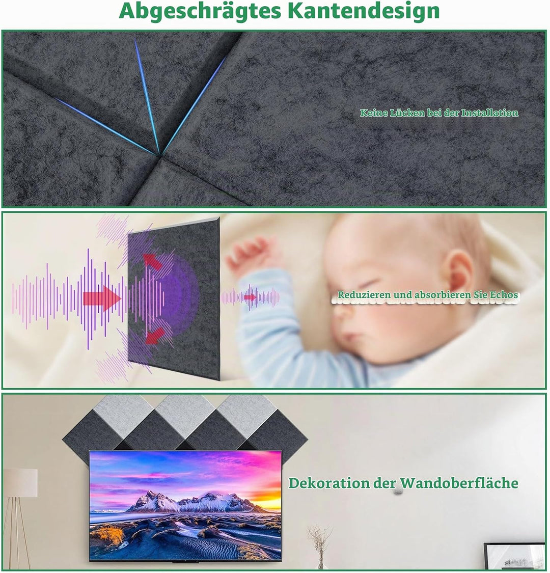 Akustische Paneele, AGPTEK 12 Packs Selbstklebende Akustische Paneele Schalldichte Dunkelgraue Wandp