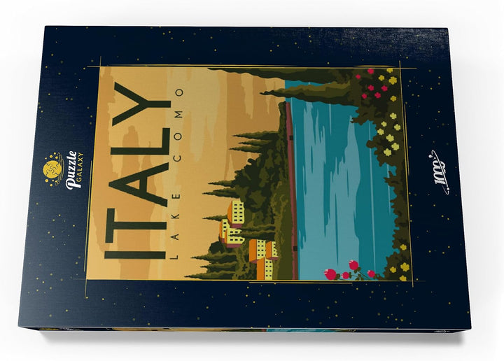 Lake Como Italy, Art Deco Style Vintage Poster, Illustration - Premium 1000 Teile Puzzle - MyPuzzle