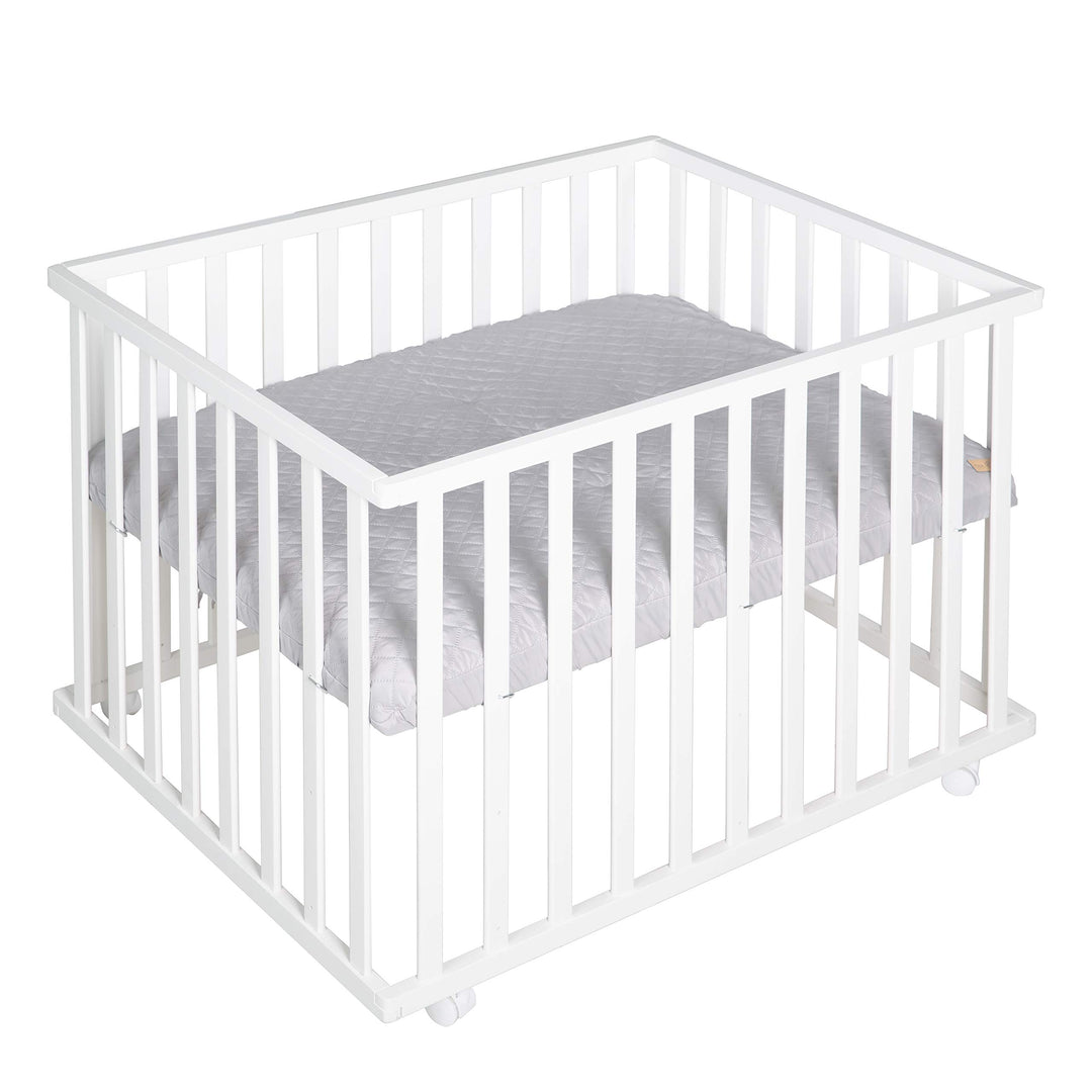 roba Laufgitter 75 x 100 cm - Baby Spielgitter + Einlage roba Style grau - 3-fach höhenverstellbar -
