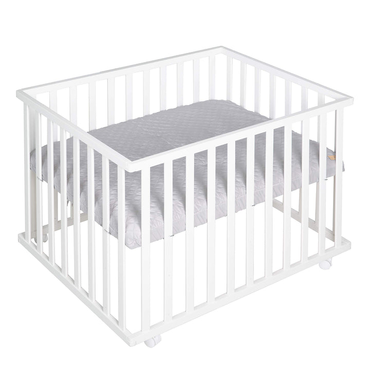 roba Laufgitter 75 x 100 cm - Baby Spielgitter + Einlage roba Style grau - 3-fach höhenverstellbar -