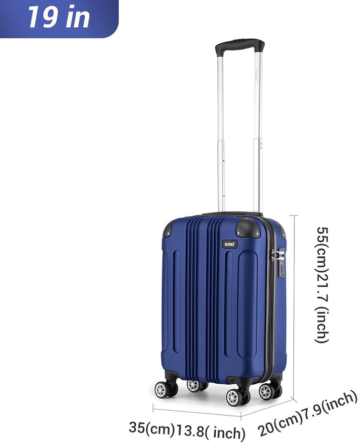KONO Hartschale Gepäck Leichten ABS Reisekoffer Rollenkoffer 4 Rollen Dunkelblau M(55cm - 33L), Dunk