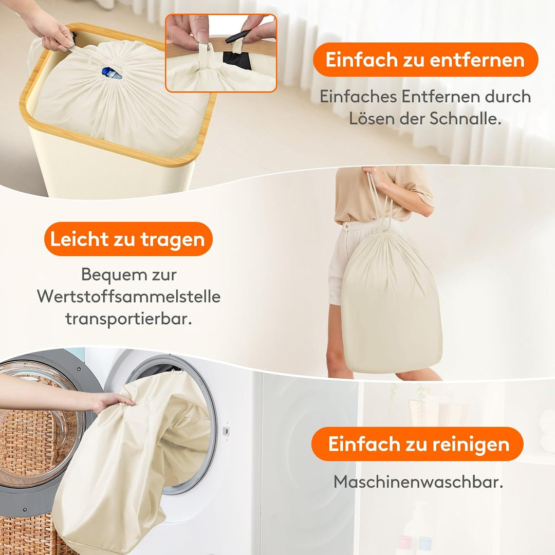 Lifewit Pfandflaschen Sammelbehälter mit Deckel, 105L Bambus Gross Leergut Sammelbehälte, Altglas Au