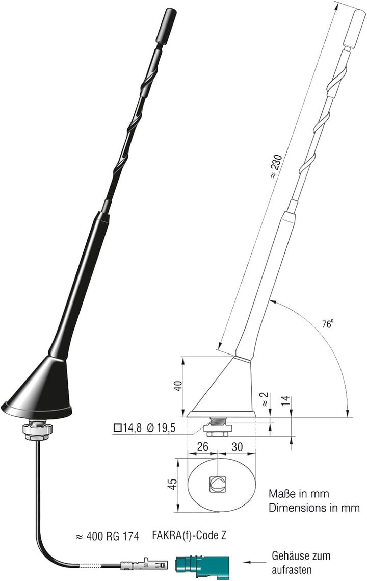 ATTB 2116.01 Dachantenne (AM, FM, DAB+), Antennentechnik Bad Blankenburg, Kombiflex-Dachantenne für