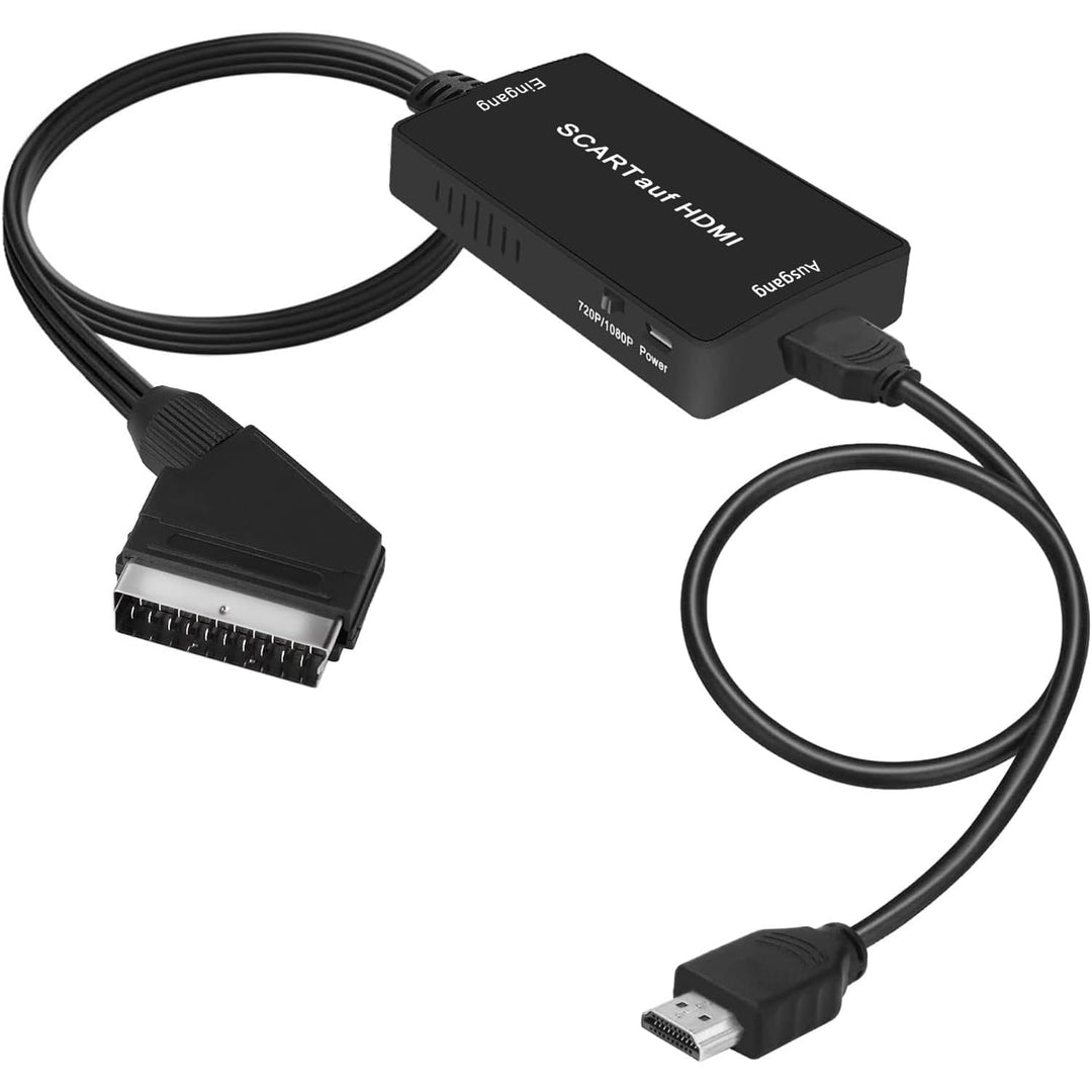 uhddadi Konverter, Scart auf HDMI Adapter Video Audio Wandler HD 1080P mit HDMI Kabel, für HDTV STB