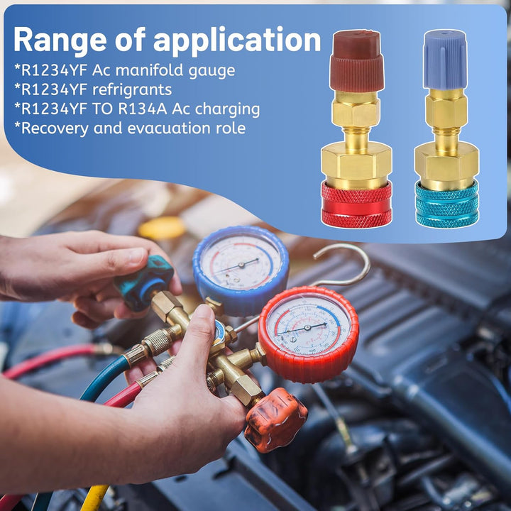 DBREAKS R1234yf-auf-R134a-Adapter, Messing Schnellkupplungssatz, High/Low Side Schnellkupplung Adapt