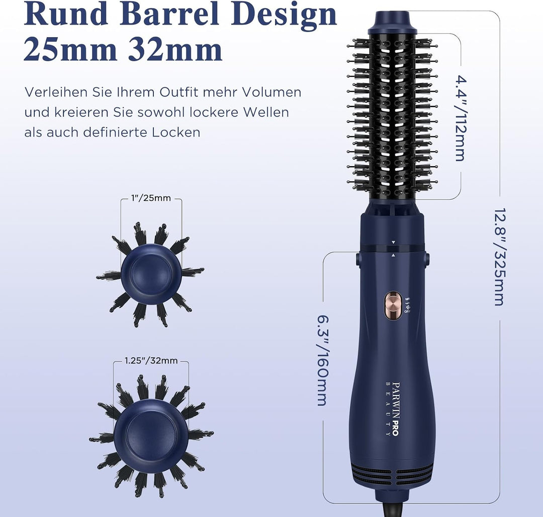 PARWIN PRO BEAUTY 3 in 1 Warmluftbürste, Hairstyler, Föhnbürste zum Stylen in One Step, Schnelles Vo