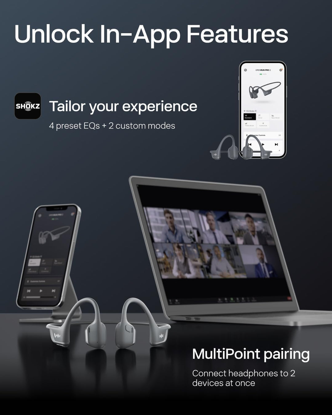 SHOKZ OpenRun Pro 2 Open-Ear Bluetooth Kopfhörer für Sportfans mit 12 Stunden Wiedergabezeit | Gröss