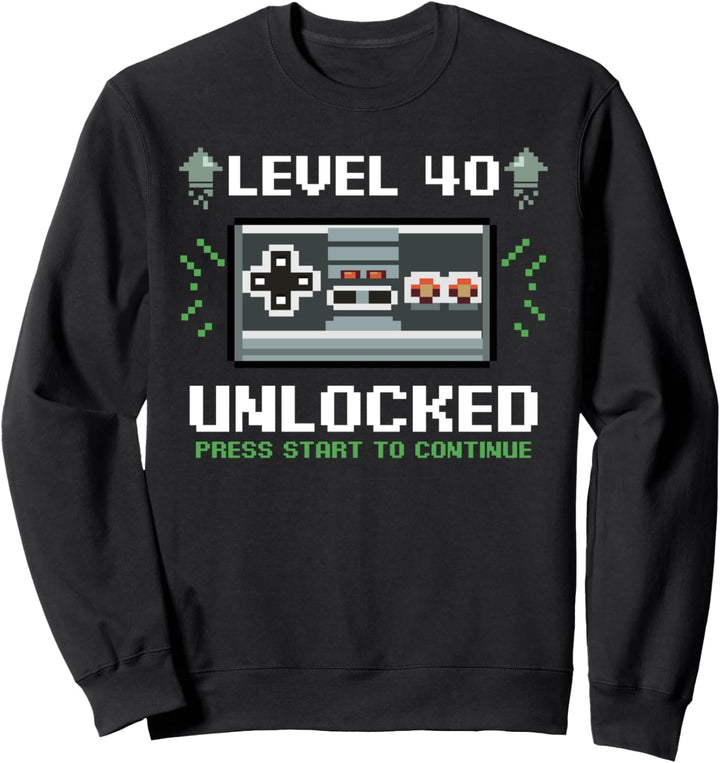 Level 40 Unlocked Geburtstag Party Feier Gamer Geschenk Sweatshirt