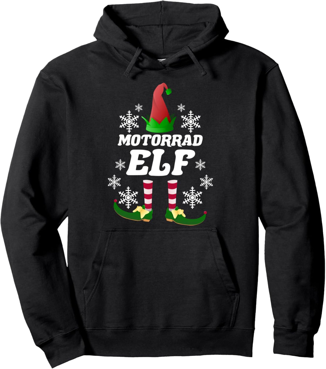 Motorrad Elf Elfen Familien Outfit Weihnachten Weihnachtself Pullover Hoodie