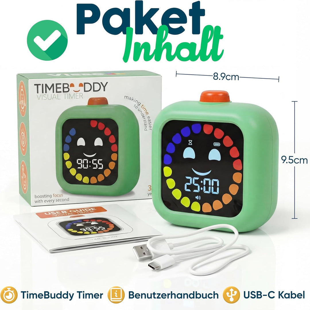 Digitaler Visueller Timer für Kinder - Wiederaufladbar, Geräuschlos 99-Minuten-Kinder-Timer für Schu